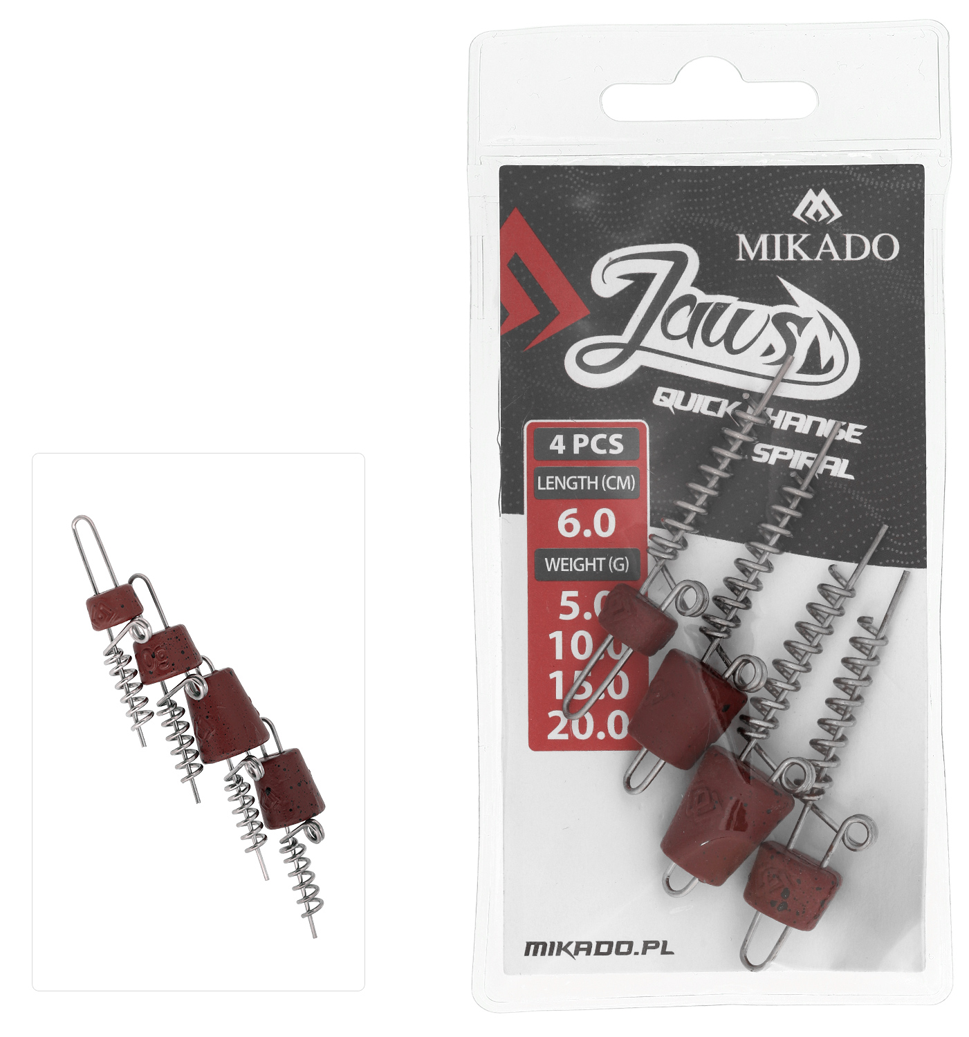 SCREW - FOR BAITS - JAWS QUICK CHANGE SPIRAL - MIX - 6cm - 4 pcs.