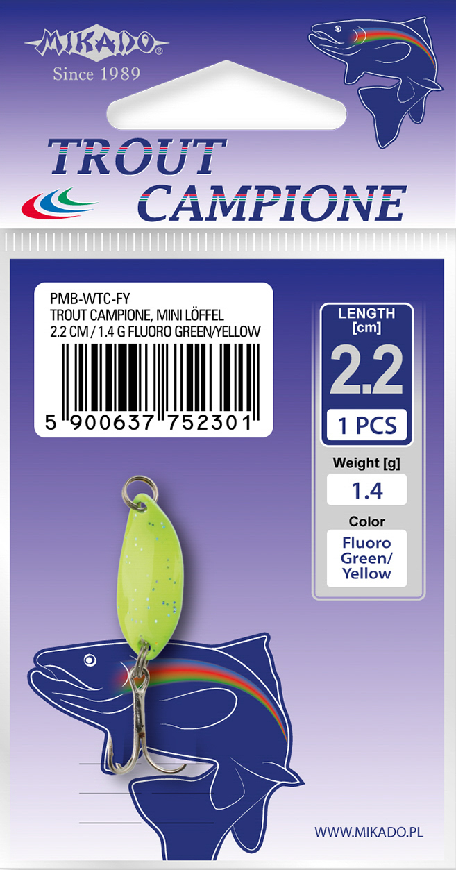 SPOON - TROUT CAMPIONE MINI 2.2cm/1.4g - FLUO YELLOW - 1 pcs.