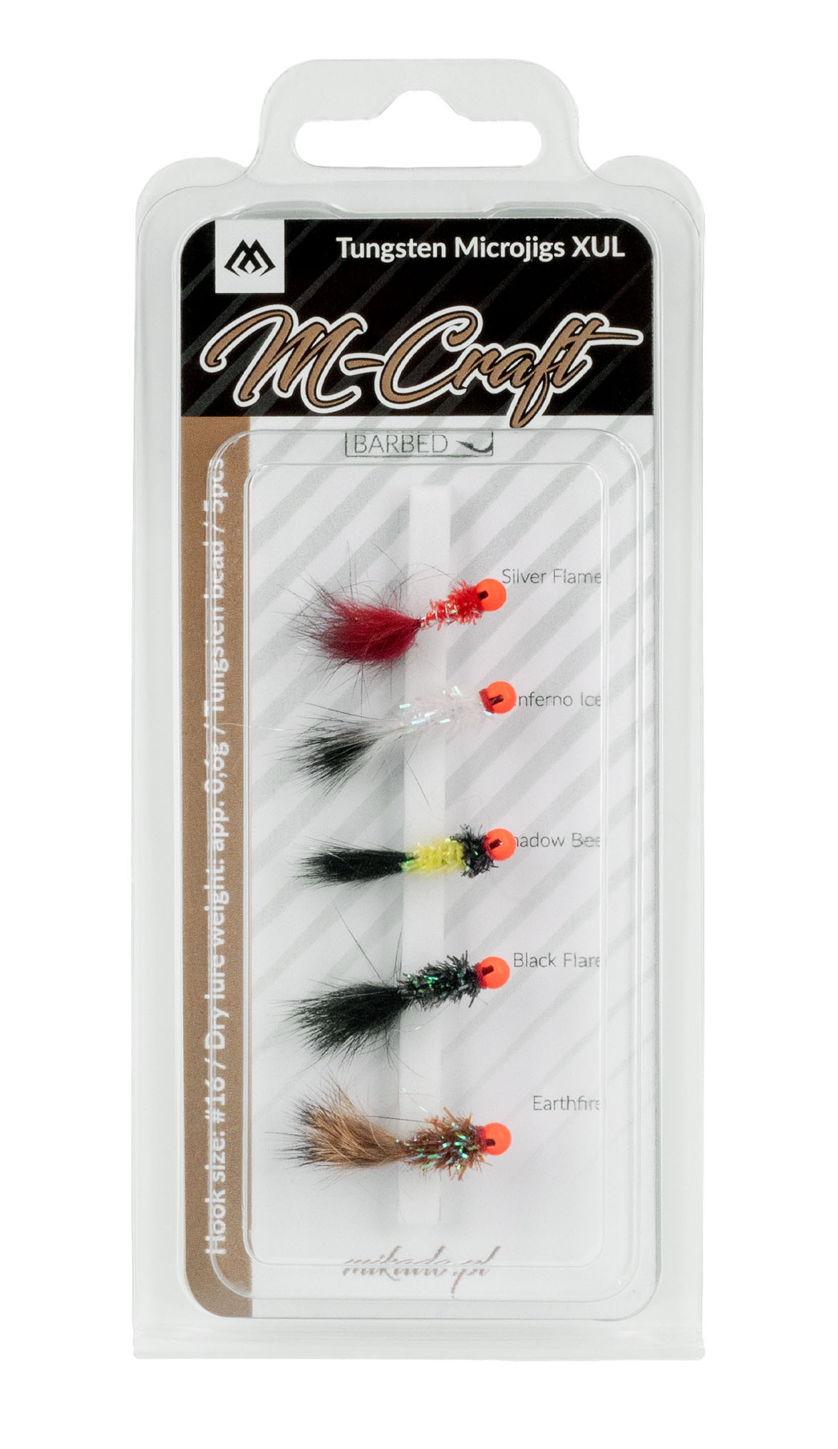 SET - M-CRAFT TUNGSTEN MICROJIGS - XUL / #16 / 0.6g - BARBED - 1 set.