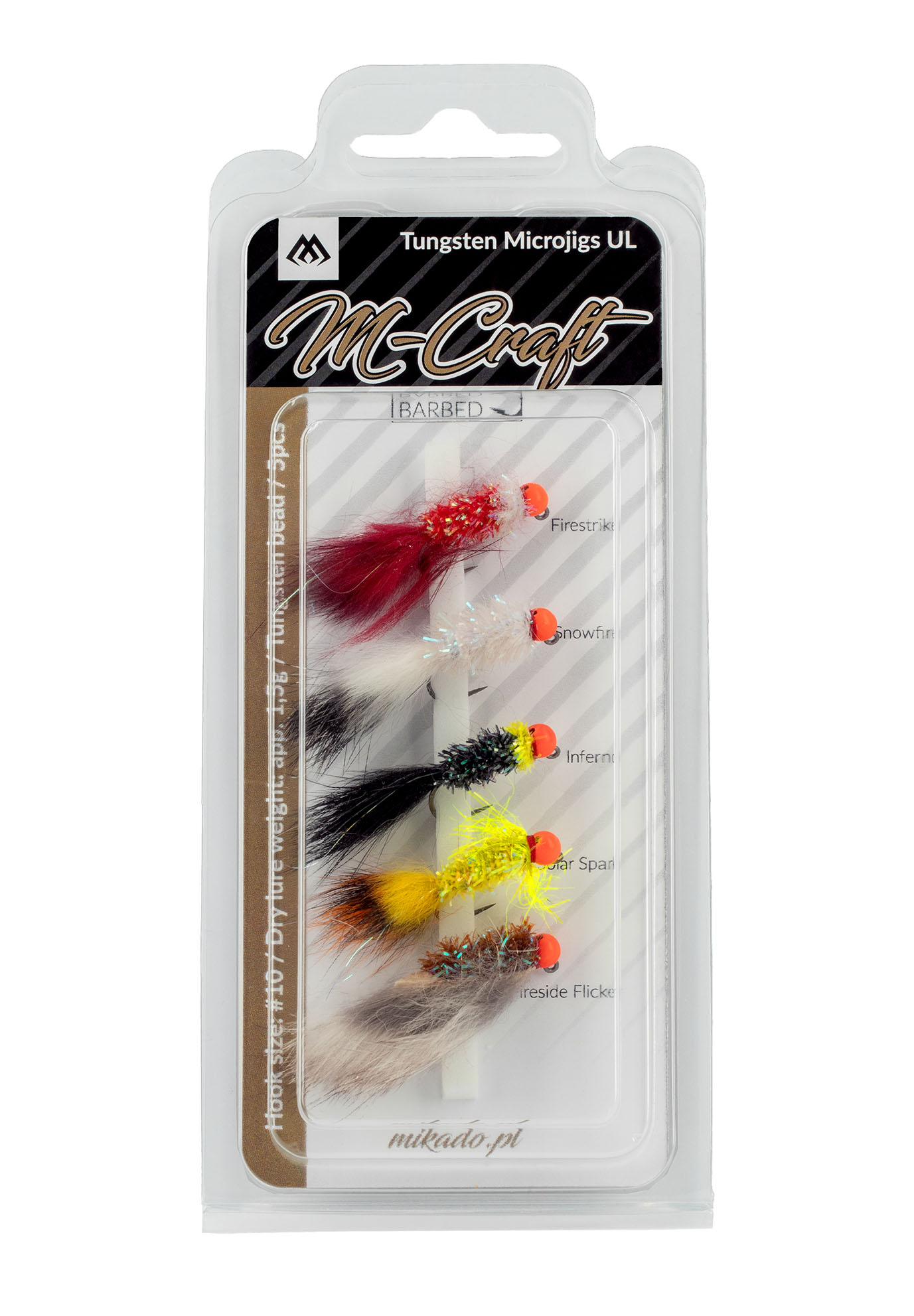 SET - M-CRAFT TUNGSTEN MICROJIGS - UL / #10 / 1.5g - BARBED - 1 set.
