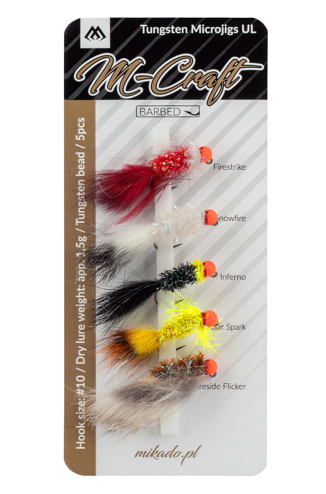 SET - M-CRAFT TUNGSTEN MICROJIGS - UL / #10 / 1.5g - BARBED - 1 set.