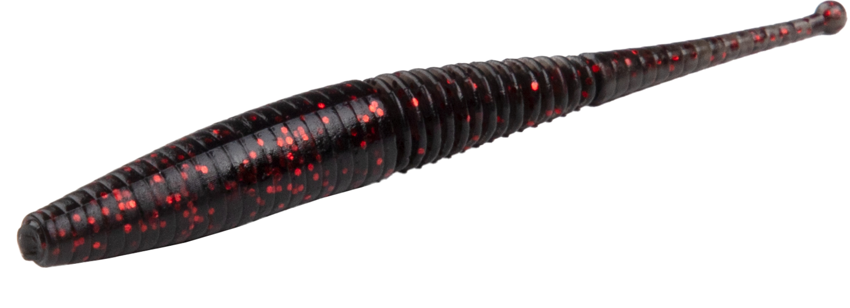 LURE - M-Craft WIGGLY WORM 100mm / MOTOROIL FIRE - 5pcs.