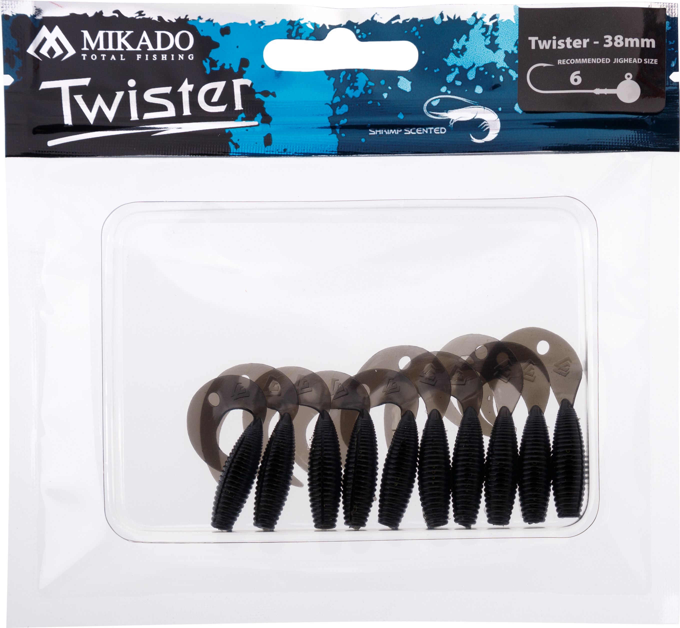 LURE - TWISTER 38mm/ BLACK - 10 pcs.