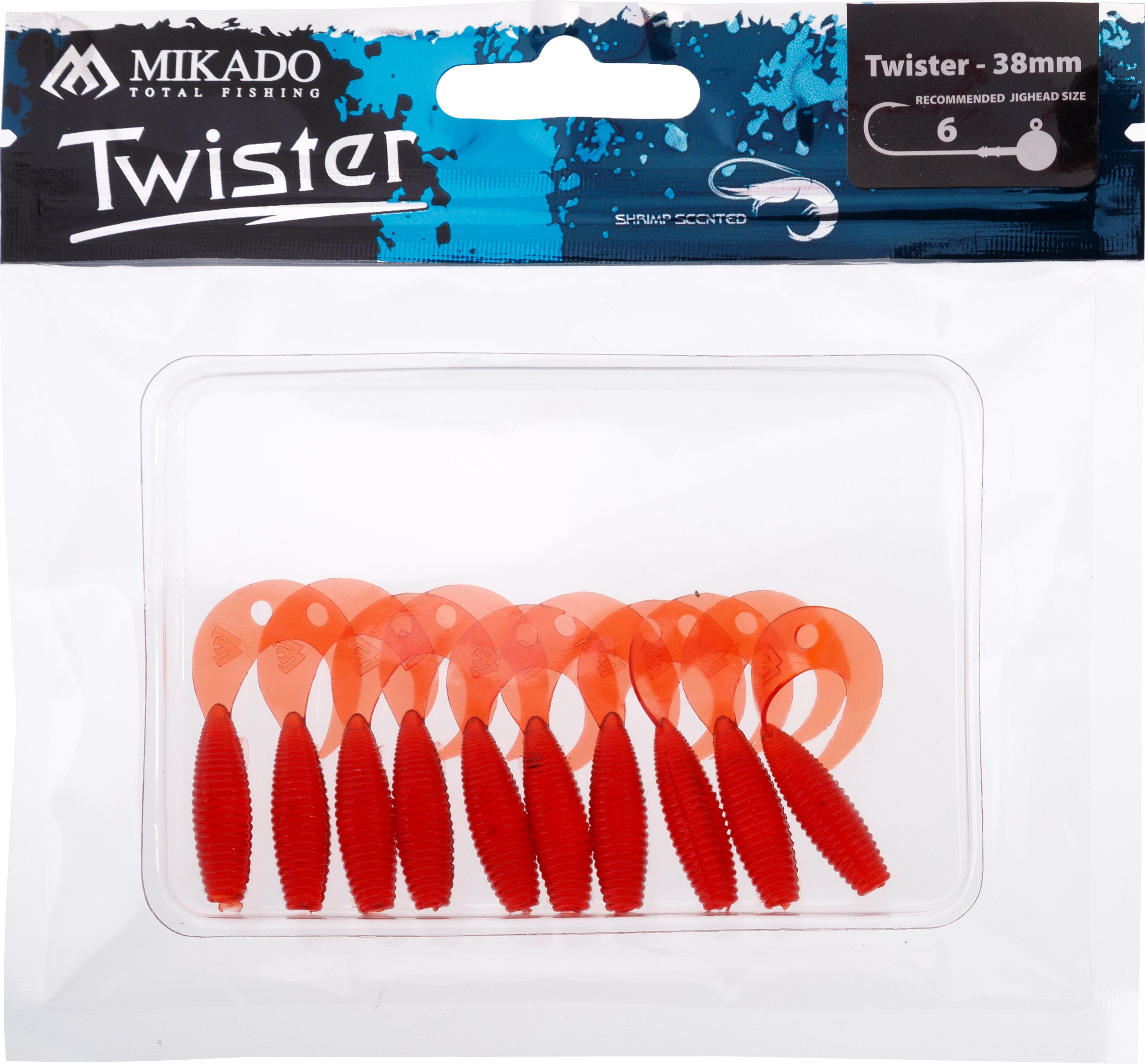 LURE - TWISTER 38mm/ RED - 10 pcs.