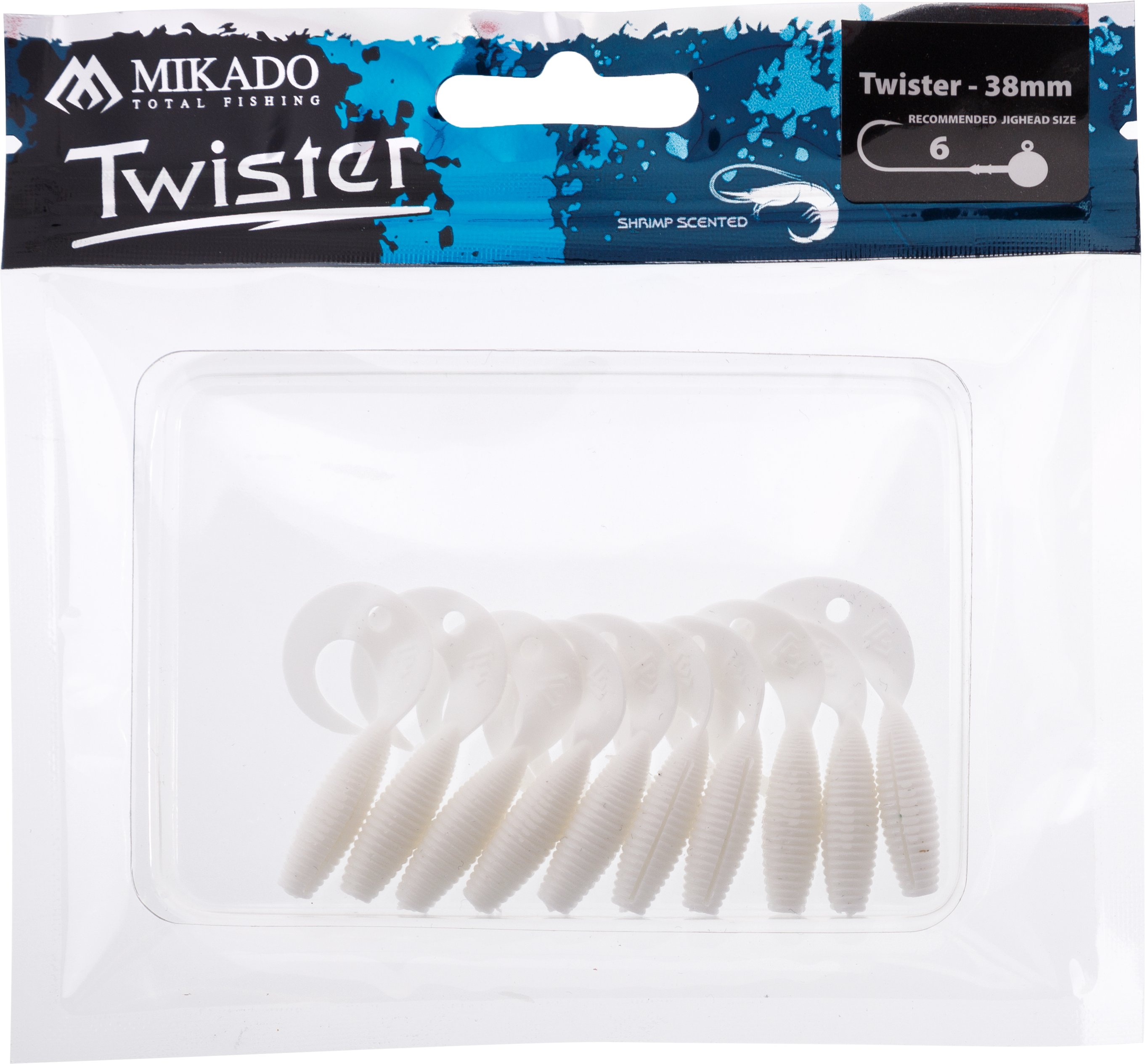 LURE - TWISTER 38mm/ WHITE - 10 pcs.