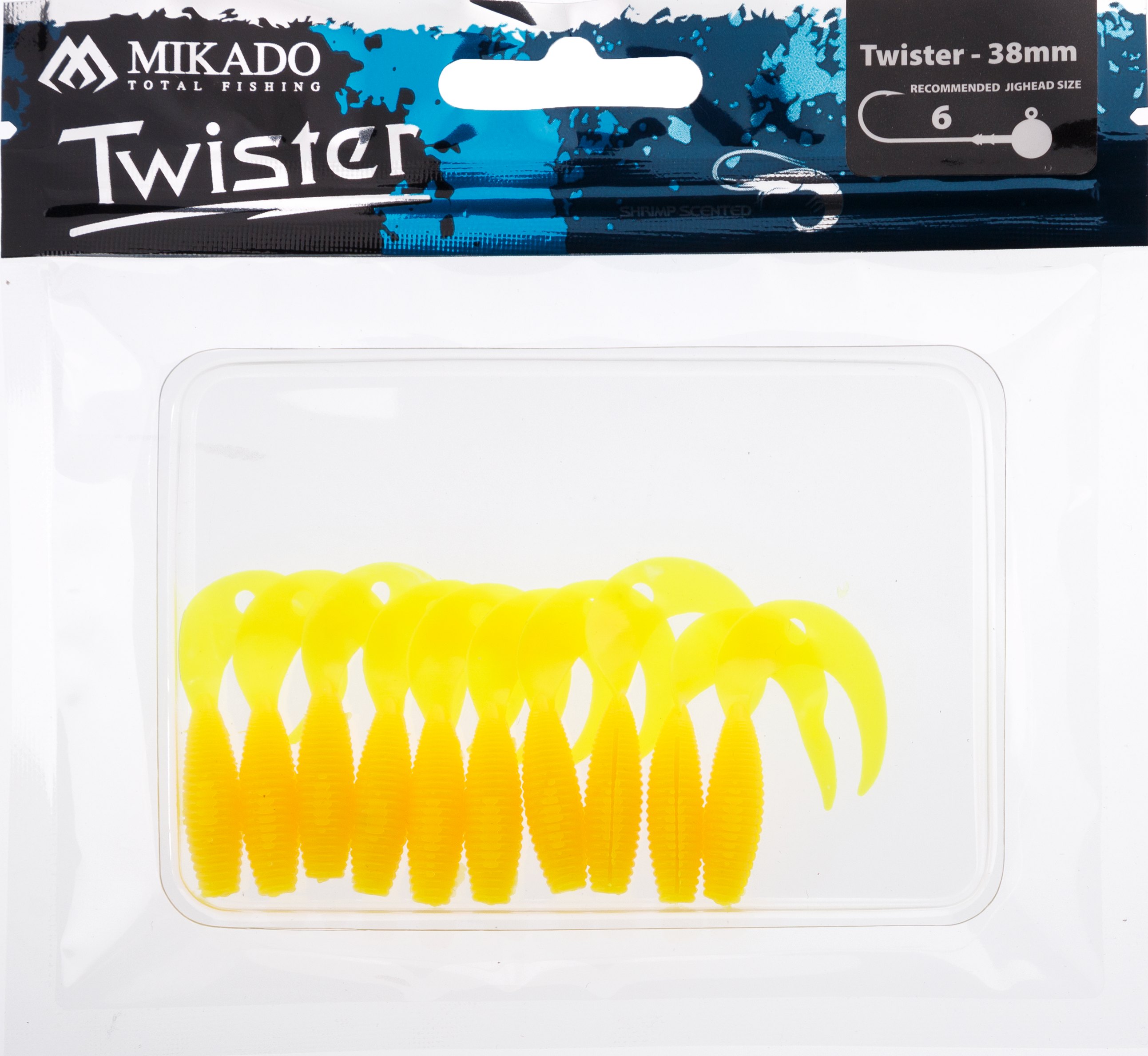 LURE - TWISTER 38mm/ YELLOW - 10 pcs.