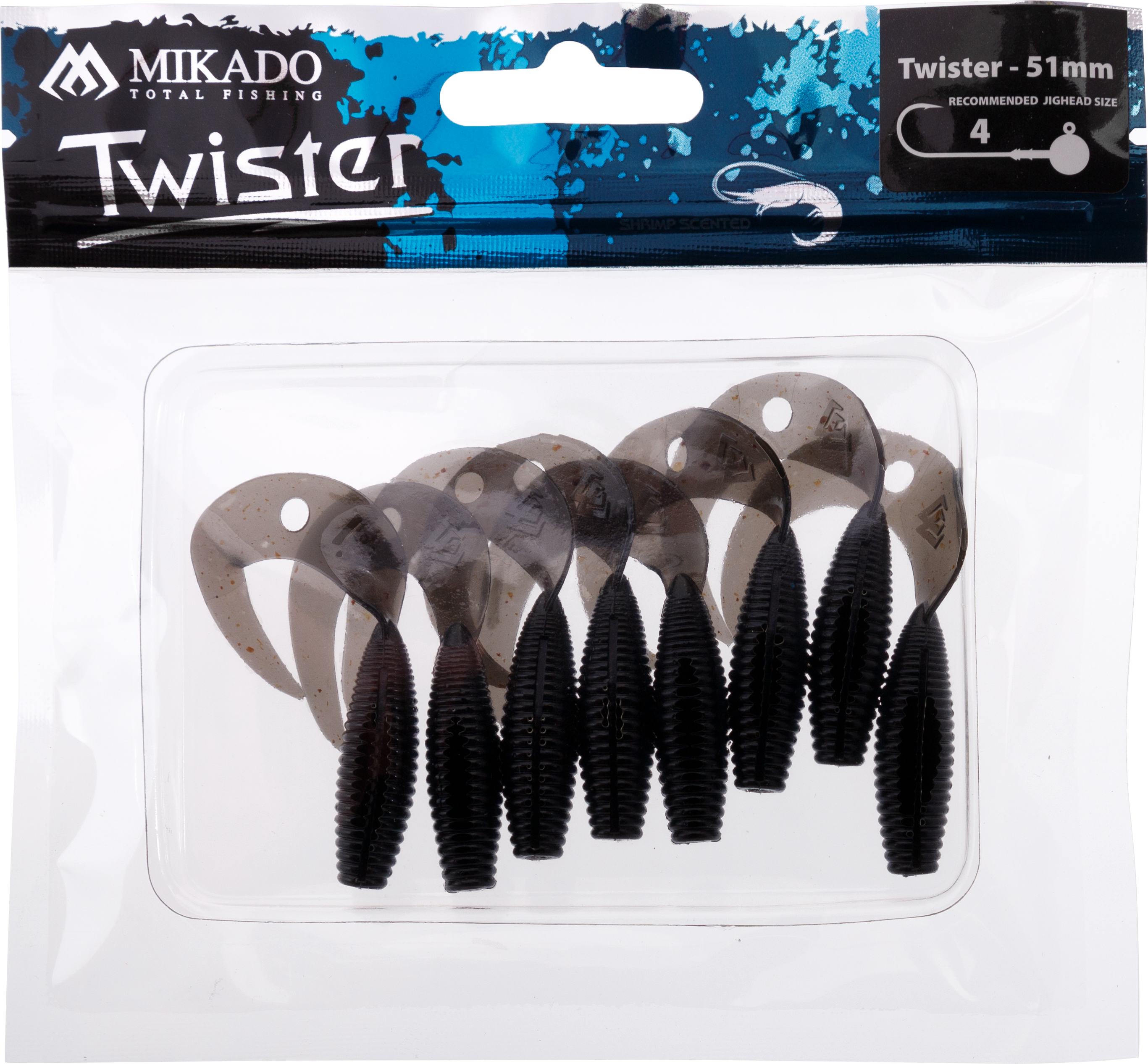 LURE - TWISTER 51mm/ BLACK - 8 pcs.