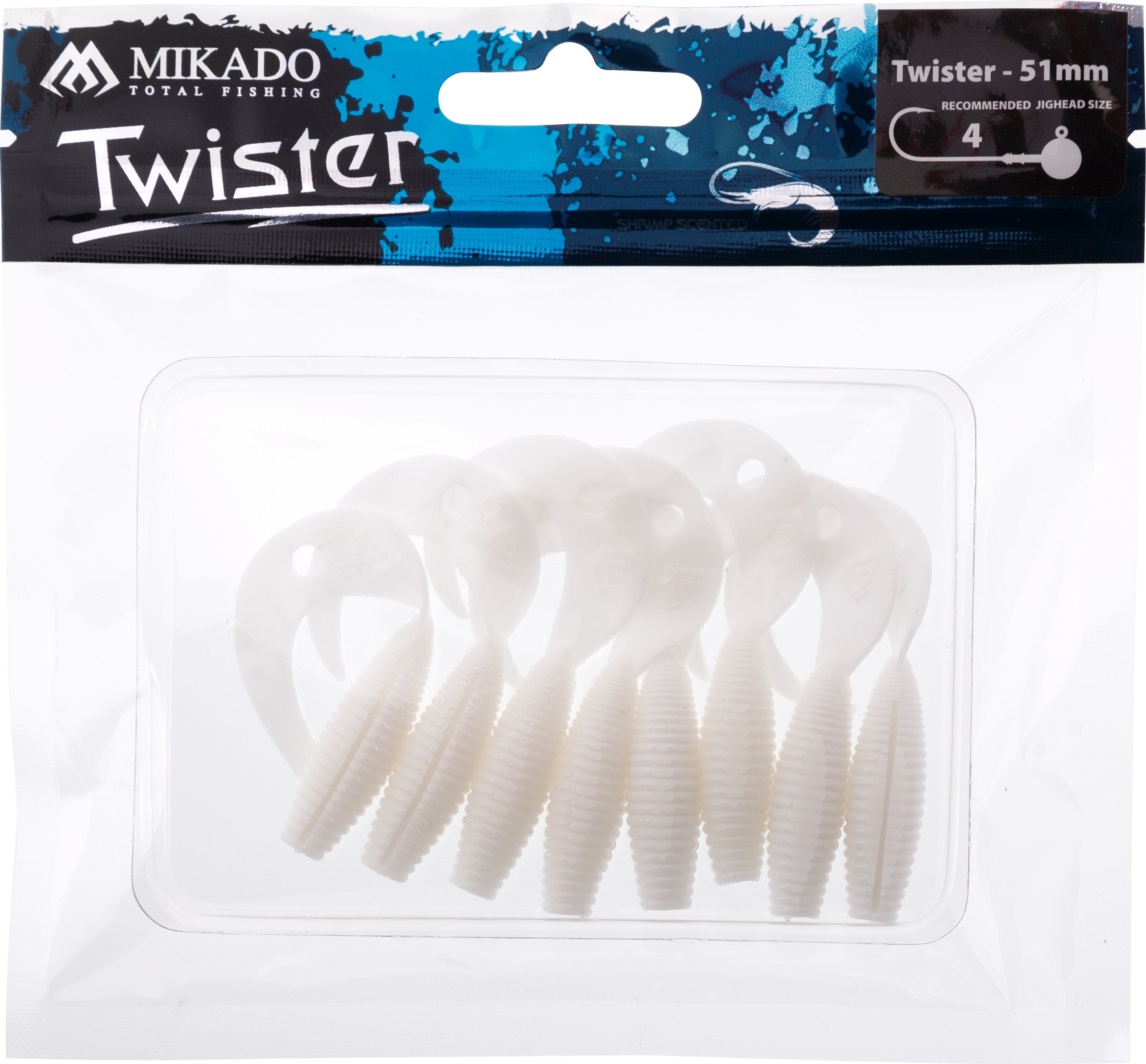 LURE - TWISTER 51mm/ WHITE - 8 pcs.