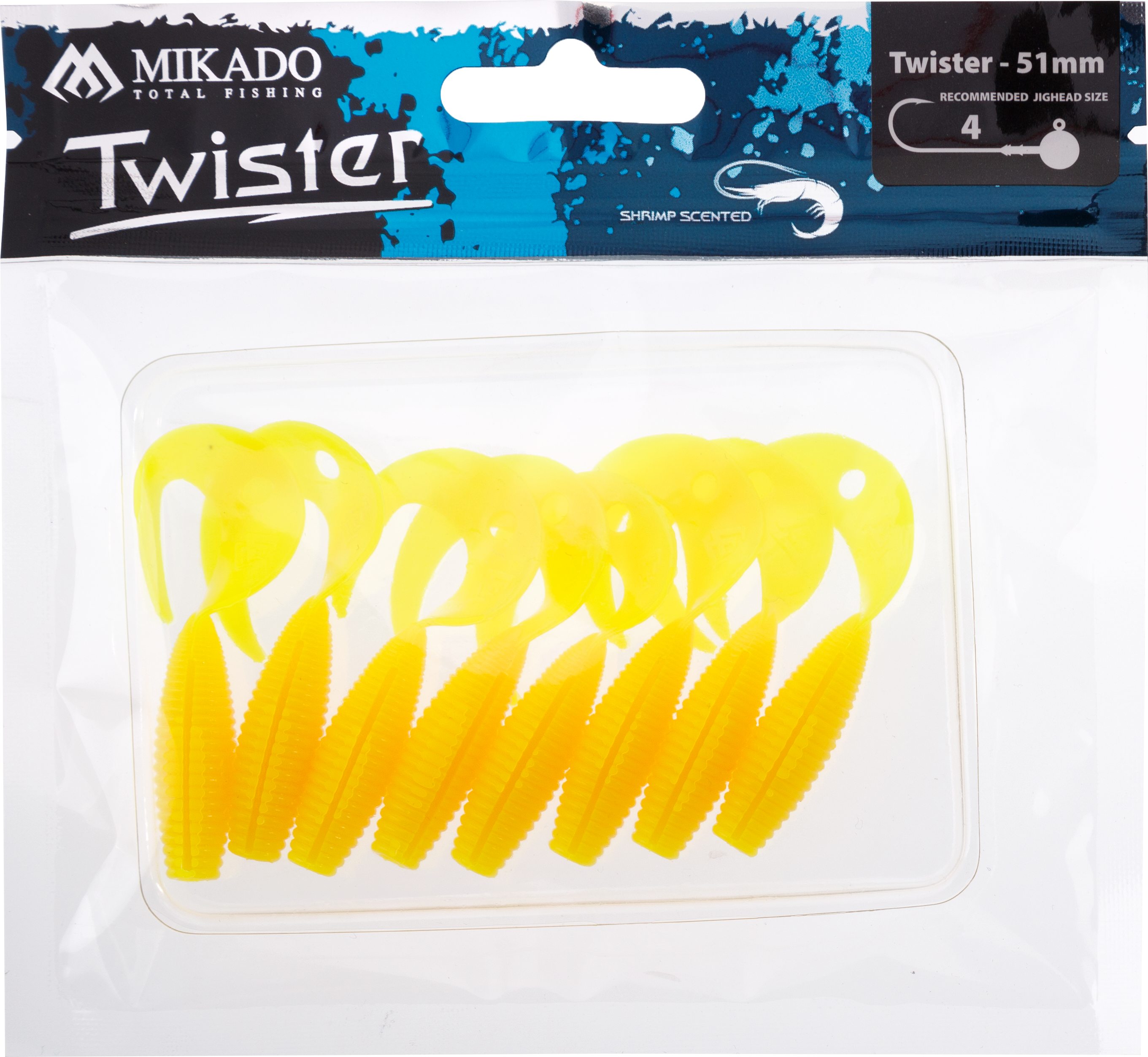 LURE - TWISTER 51mm/ YELLOW - 8 pcs.