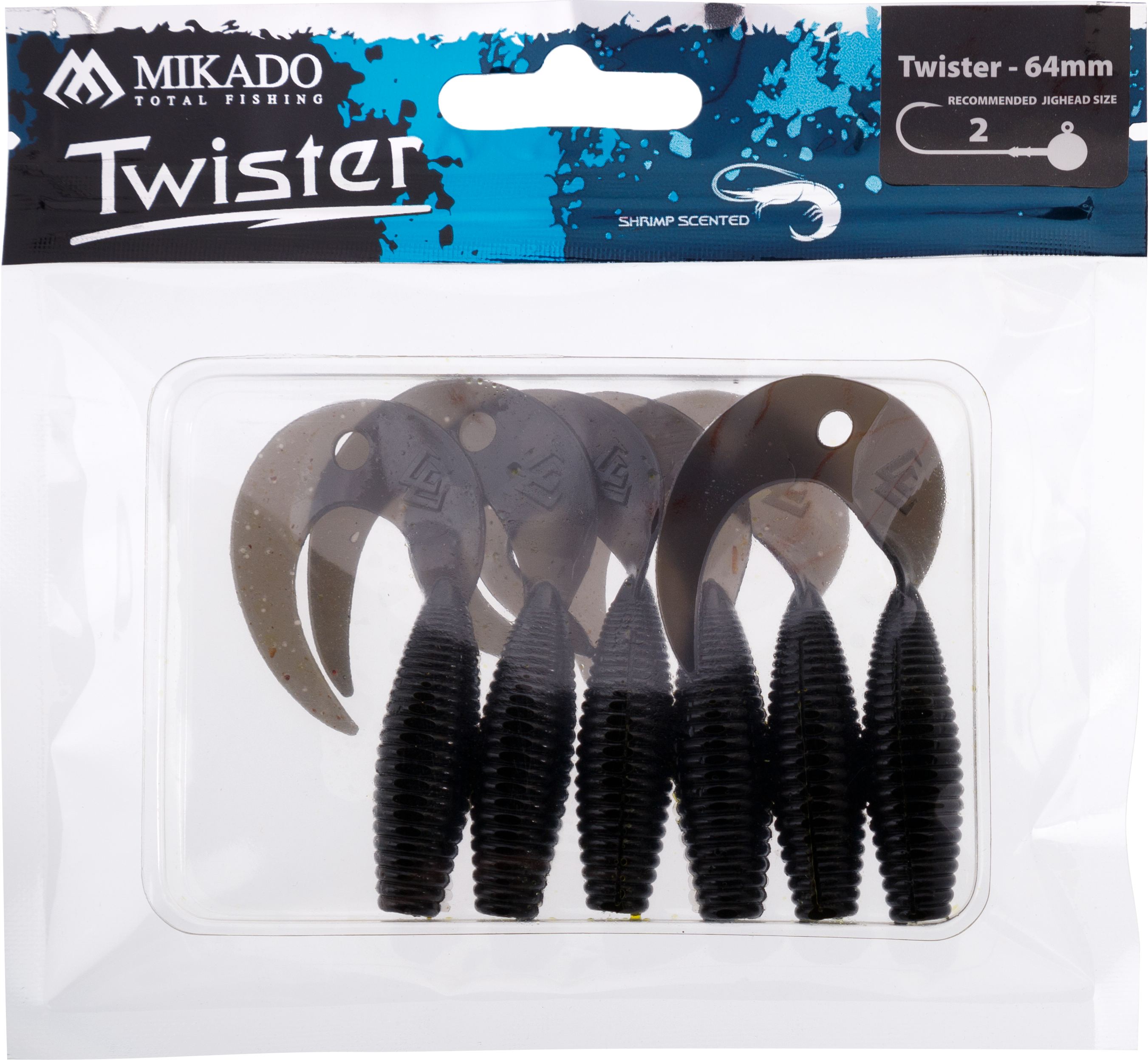 LURE - TWISTER 64mm/ BLACK - 6 pcs.