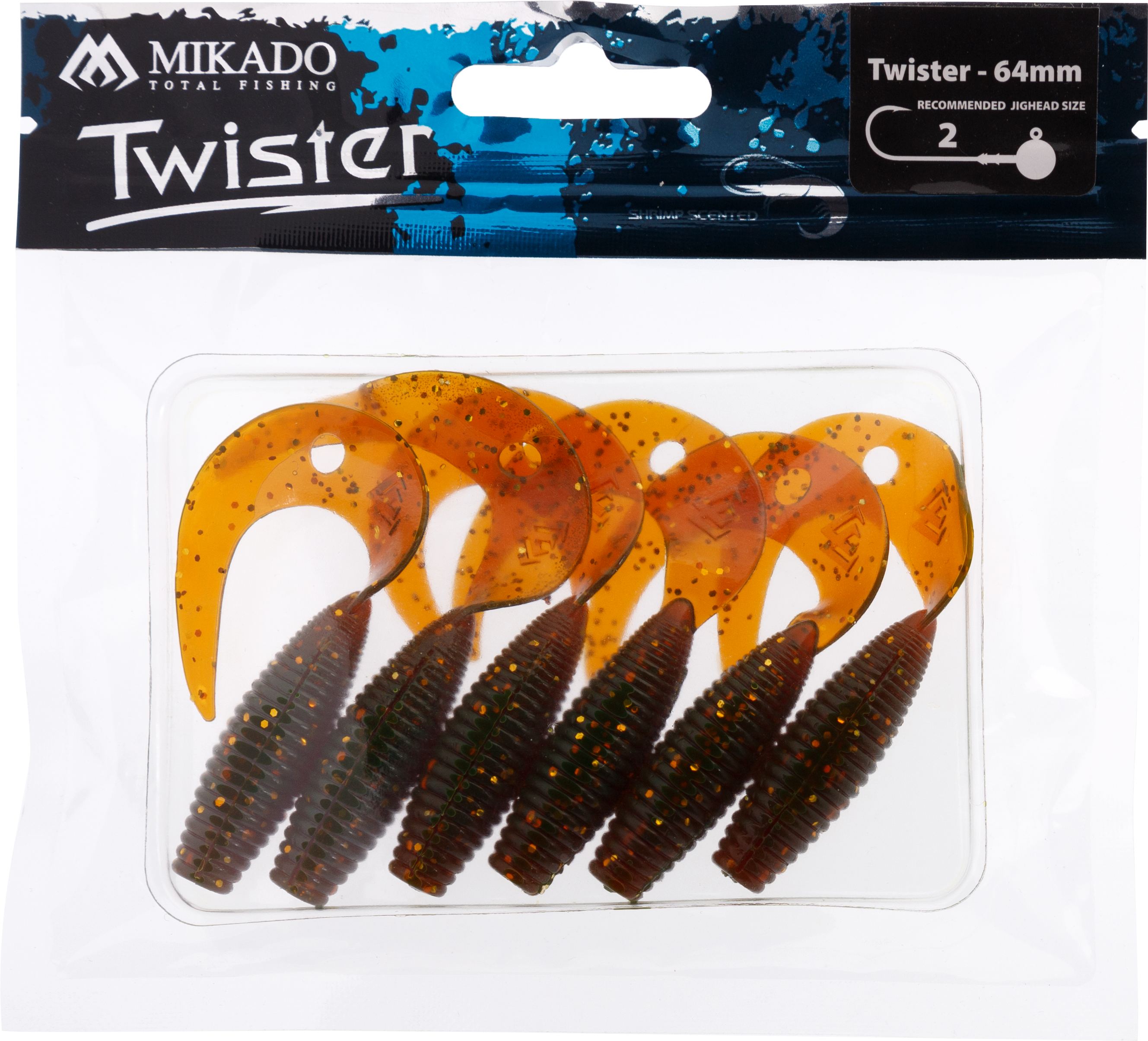 LURE - TWISTER 64mm/ MOTOROIL GOLD - 6 pcs.
