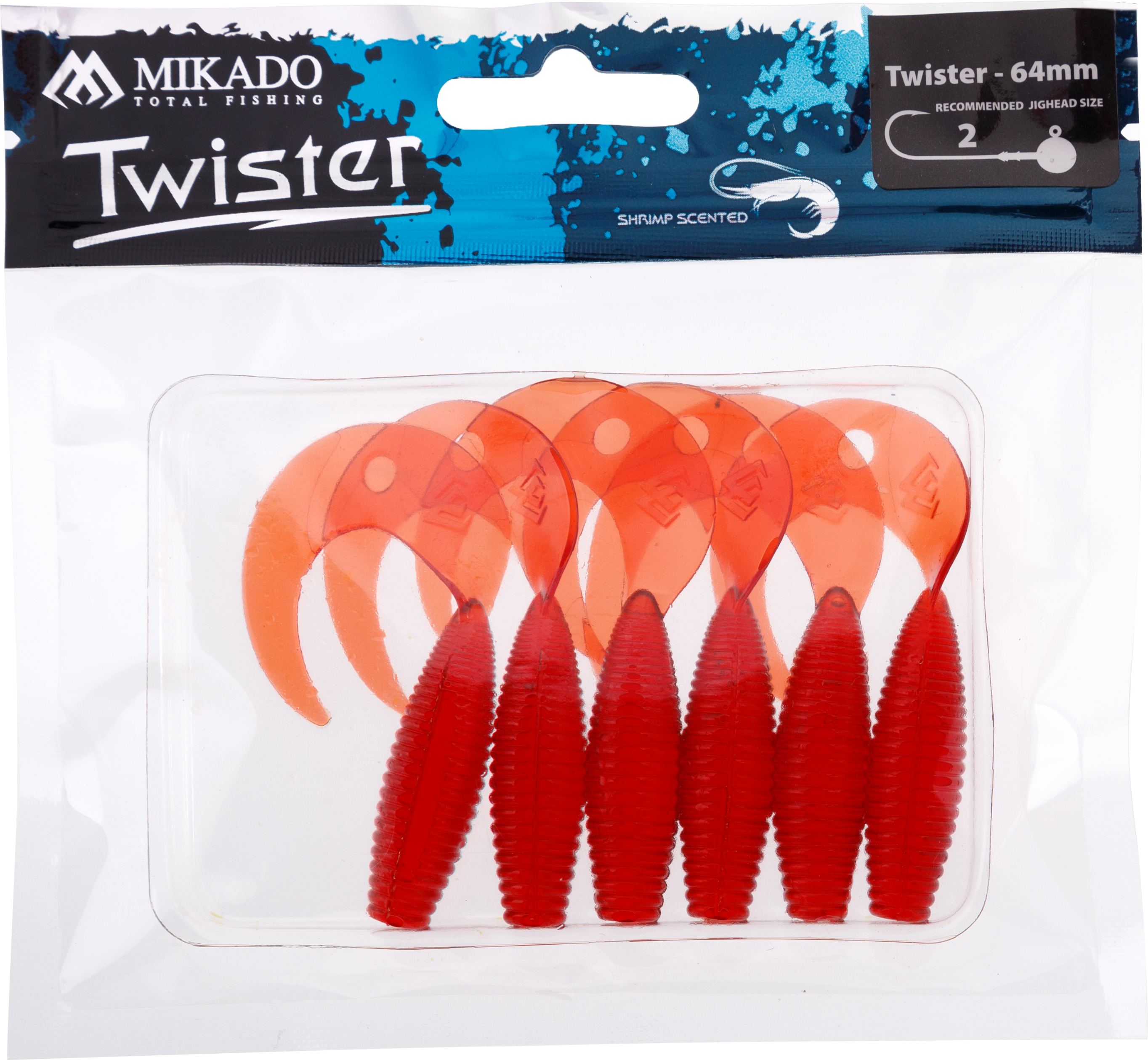 LURE - TWISTER 64mm/ RED - 6 pcs.