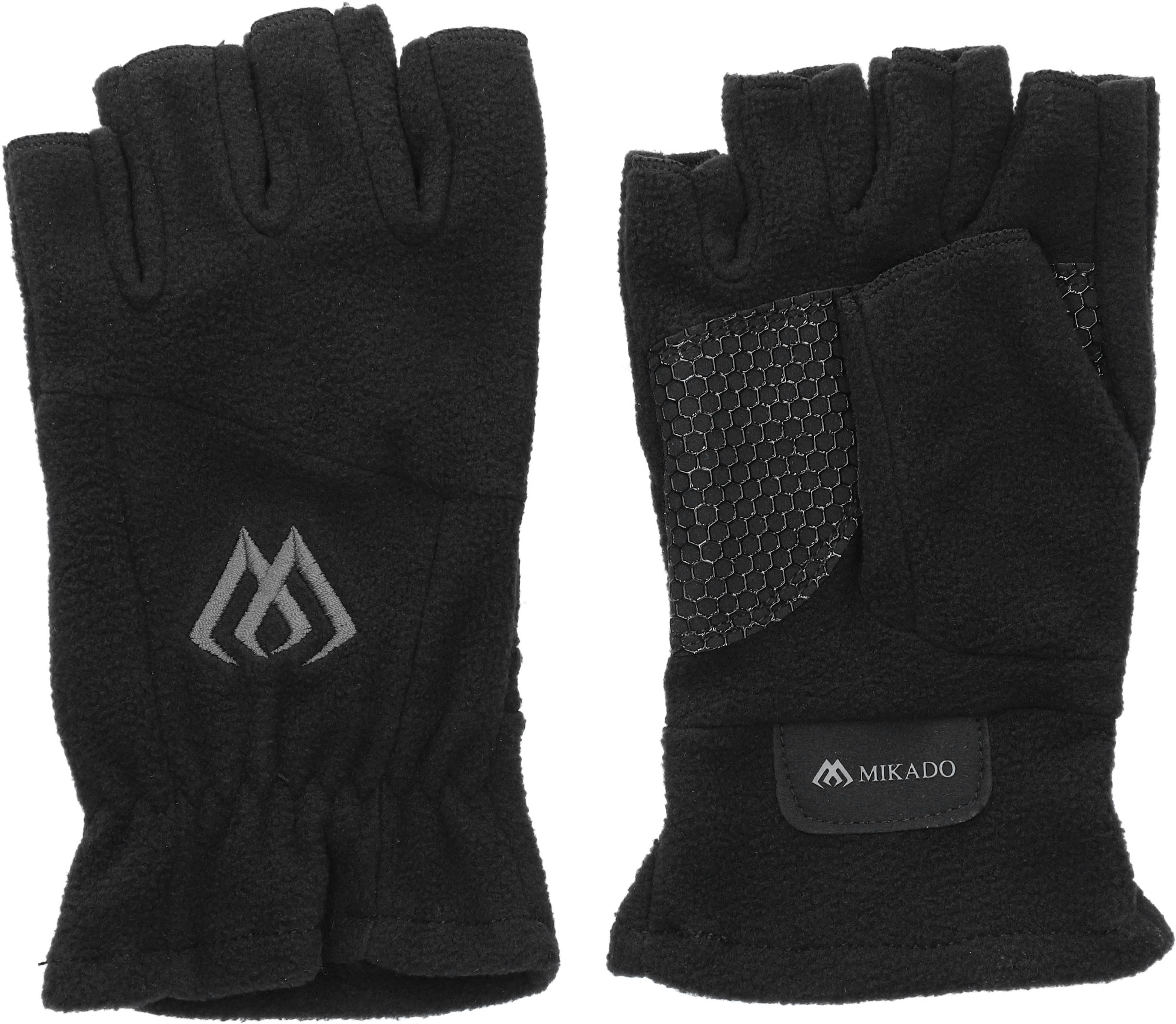 FLEECE GLOVES - HALF FINGER size L - BLACK AND GRAY - 1 set.