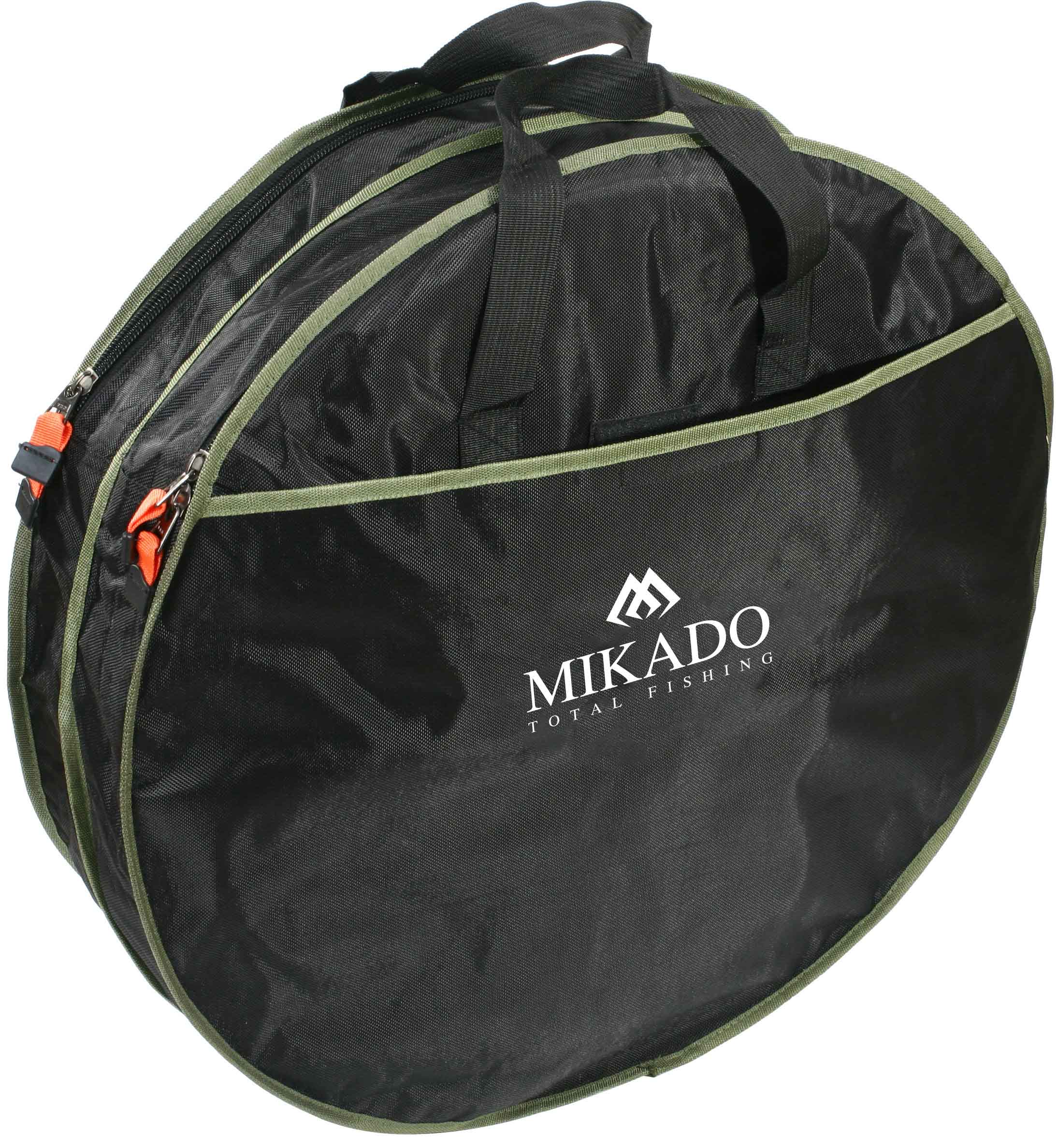 BAG - FOR KEEPNETS - 2 COMPARTMENTS - ROUND (63x17cm) - BLACK AND GREEN - 1 pcs.
