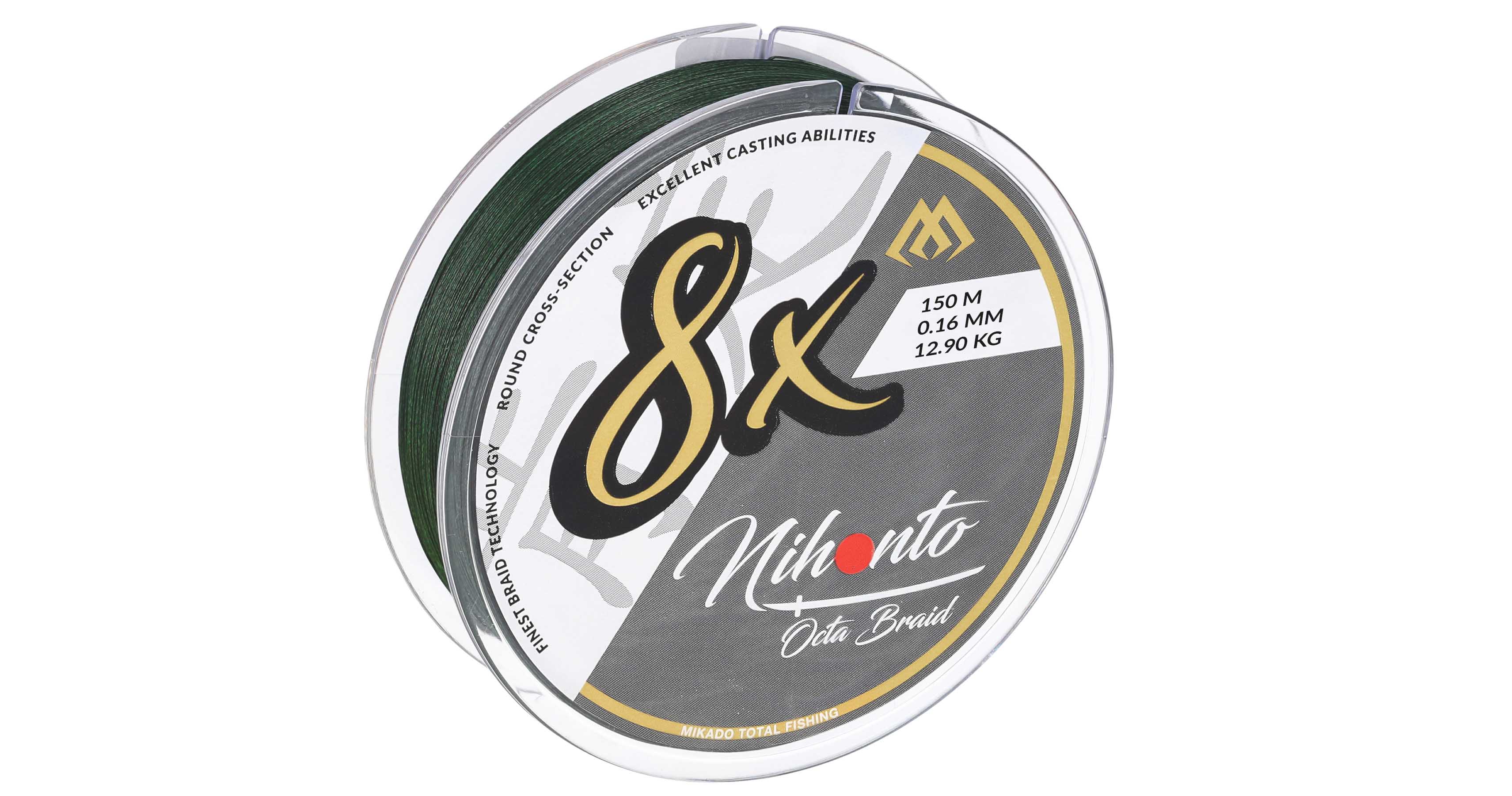 PLETENÁ ŠŇŮRA - NIHONTO OCTA BRAID - 0.16mm/12.9kg/150m - ZELENÁ - 1 cívka
